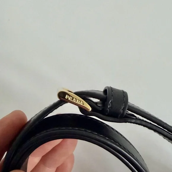 Prada Black Leather Crescent Shoulder Bag with Gold Hardware - Picture 4 of 4